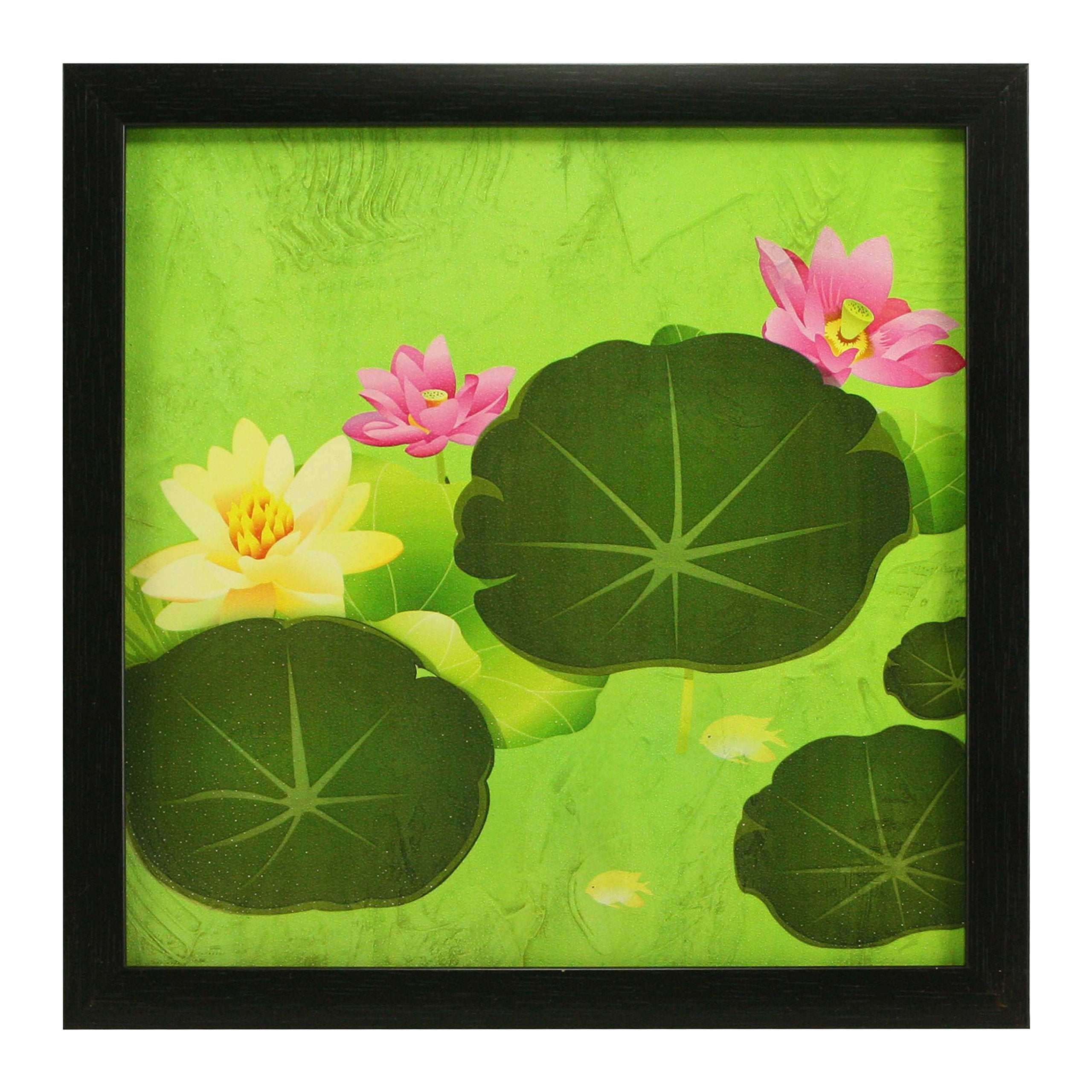 Indianara Synthetic Wood Framed Wall Hanging Art Prints for Room Decor (Multicolour, 8.7x8.7 Inches) - Set of 3 Pieces